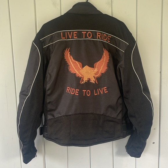 Bull Faster Textile Motorcycle Jacket ‘Live to Ride’ Eagle Black Men’s Small - Picture 1 of 11